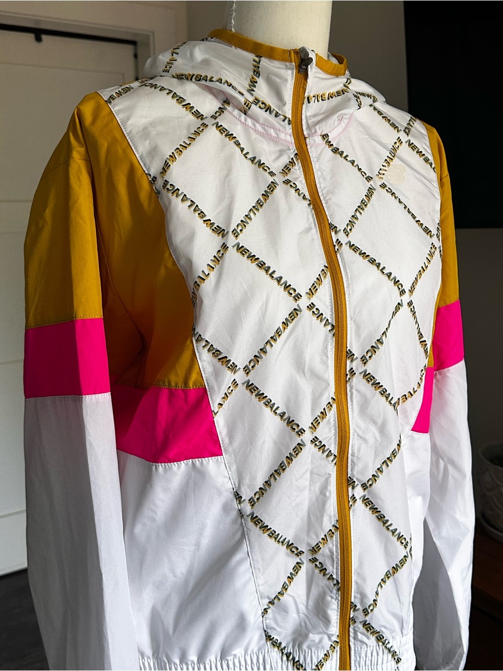 New Balance Windbreaker Jacket Womens M Retro 90s Colorblock Hooded Running